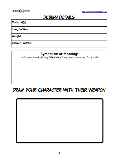 Manga Weapon Design Worksheet Preview 3